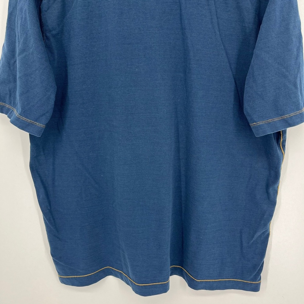 Johnston & Murphy Mens XL Blue Micro Stripe Contrast Stitch Short Sleeve Polo - Picture 10 of 11